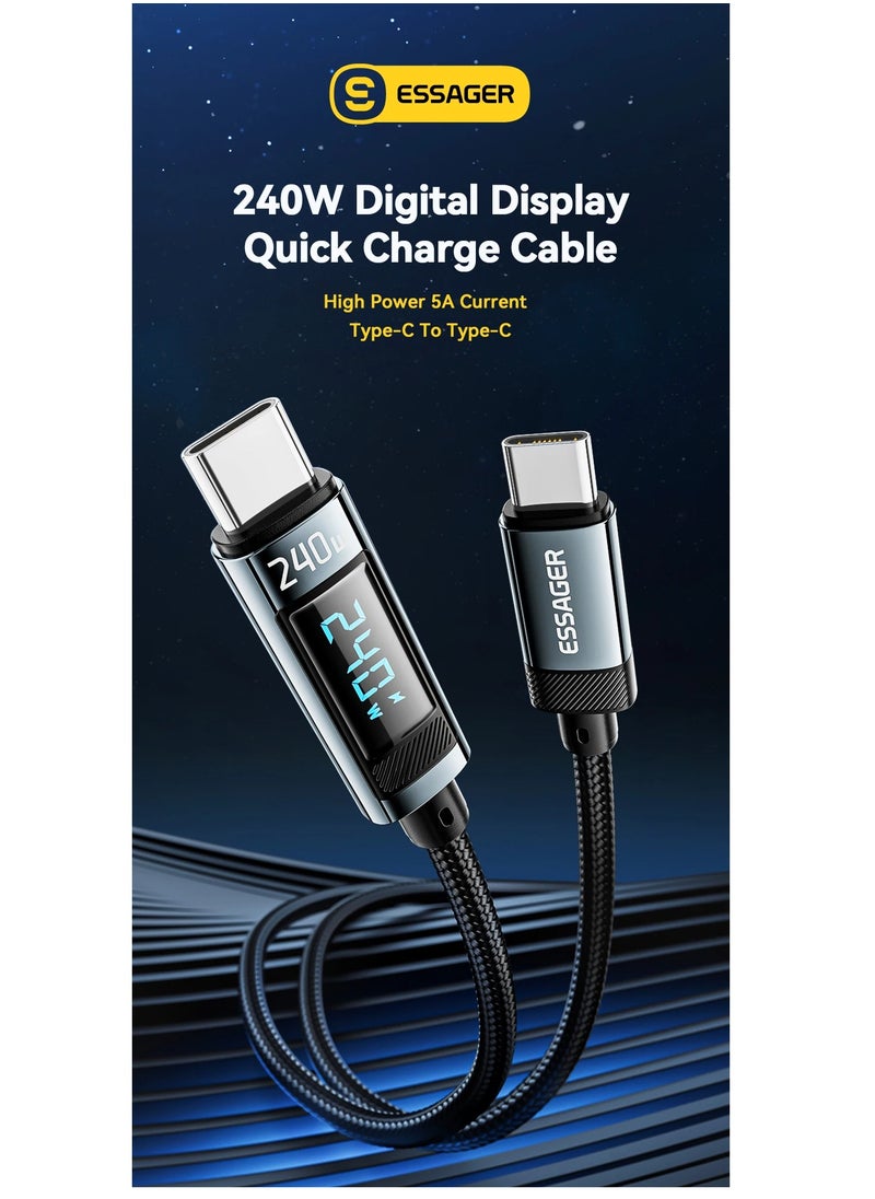 ESSAGER - USB 4 DATA CABLE Ultra-Durable High Speed Charging 240W 5A And Syncing Data Display screen Braided with 8K Video& 40Gbps USB-C to USB-C Cable - Image 1
