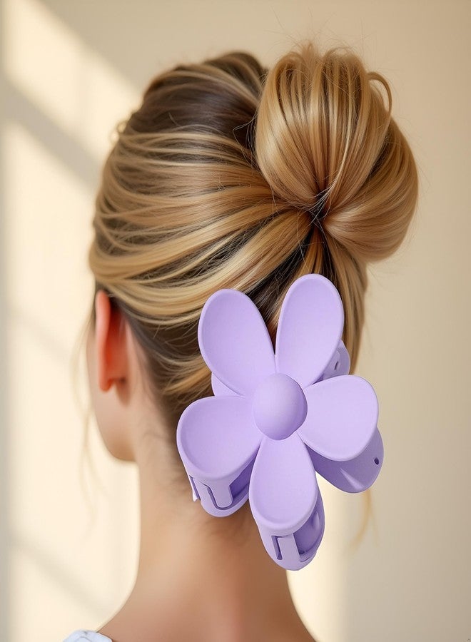 Dwuww 1Pc Purple Hair Claw Clips Flower Shaped Plastic Jaw Anti-scratch Smell-less Useful Hold Tightly Clips and Barrettes Hair(Purple) - Image 4