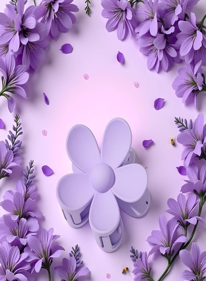 Dwuww 1Pc Purple Hair Claw Clips Flower Shaped Plastic Jaw Anti-scratch Smell-less Useful Hold Tightly Clips and Barrettes Hair(Purple) - Image 2