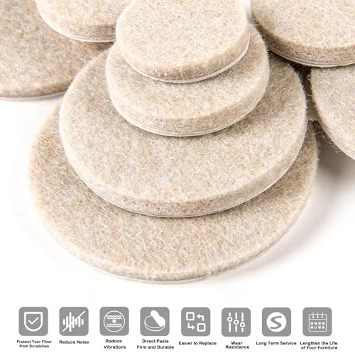 Bulfyss URBANFIX Chair Leg Floor Protector - 80 Pieces, Furniture Felt Pads | Non Skid Floor Protector | Noise Insulation Pad Floor Bumper, Beige - Image 3