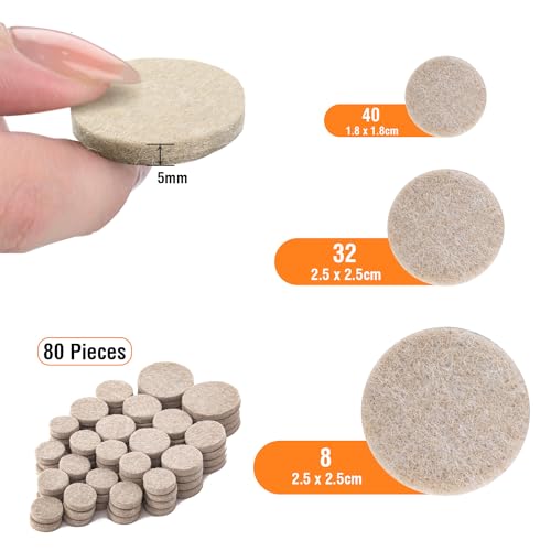 Bulfyss URBANFIX Chair Leg Floor Protector - 80 Pieces, Furniture Felt Pads | Non Skid Floor Protector | Noise Insulation Pad Floor Bumper, Beige - Image 4