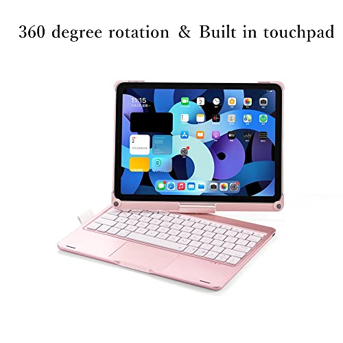 HENGHUI 360 Rotatable Keyboard Case for iPad Air 5th 4th Generation 2022/2020, iPad Pro 11 inch 4th 3rd 2nd Gen Backlight Keyboard with Trackpad, Bluetooth Foldable Keyboard Cover (Rosegold) - Image 3