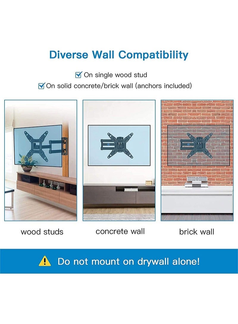 شاربدو حامل حائط للتلفزيون، حامل حائط للشاشة للشاشات مقاس 26-55 بوصة حتى 18 كجم مع ذراع دوارة وممتدة - Image 5