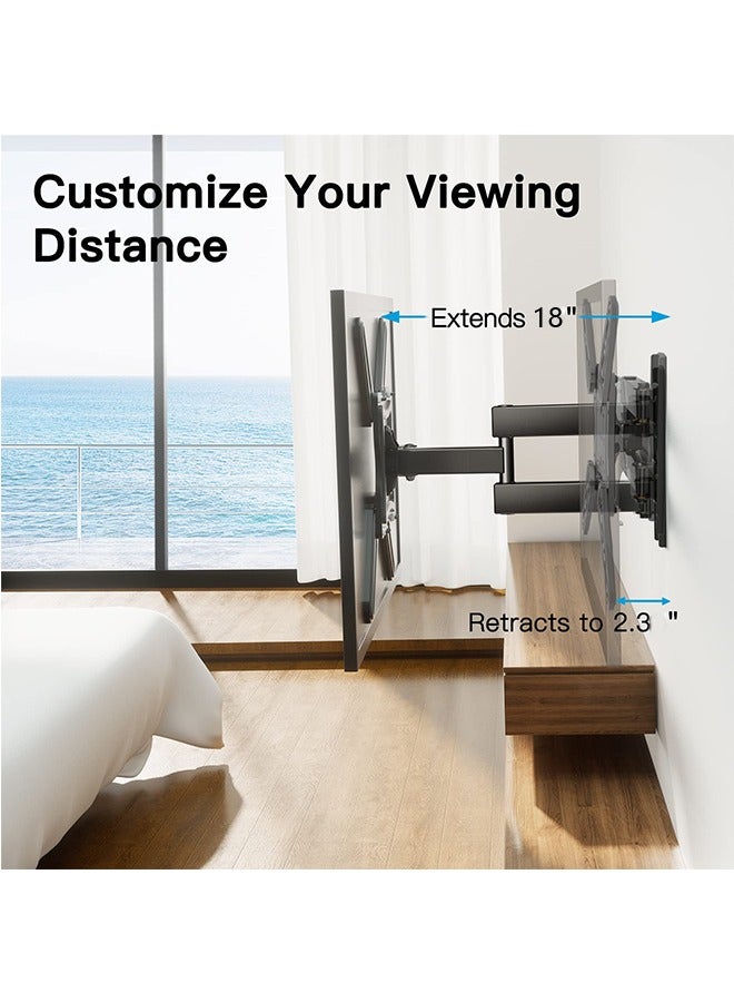 شاربدو حامل حائط للتلفزيون، حامل حائط للشاشة للشاشات مقاس 26-55 بوصة حتى 18 كجم مع ذراع دوارة وممتدة - Image 3