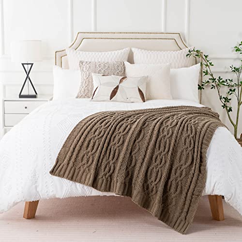 Battilo Camel Tan Throw Blanket for Couch,51"x67", Cable Chenille Knitted Throw Blankets for Bed, Sofa, Chair,Living Room, Soft Cozy Thick Warm Decorative Textured Blanket. - Image 4