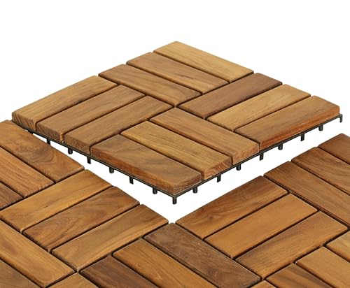Bare Decor EZ Teak Flooring 12 Slat, Brown, 1 Sample Tile - Image 5