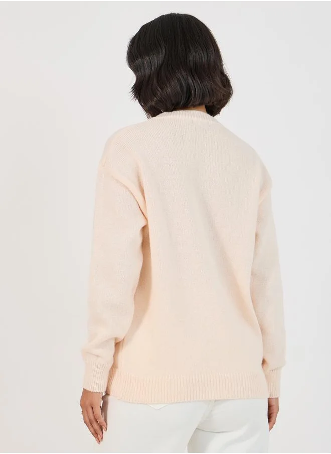 Styli Regular Fit Regular Length Embroidered Sweater