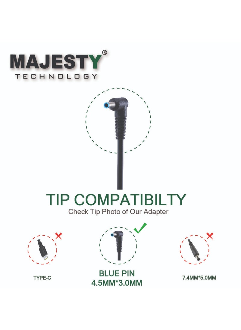 Majesty - Laptop Charger 45W 19.5V 2.31A Power Adapter Compatible with HP Pavilion 11 13 15; HP EliteBook Folio 1040 g1; HP Stream 13 11 14; HP TouchSmart 11 13 15; - Image 1