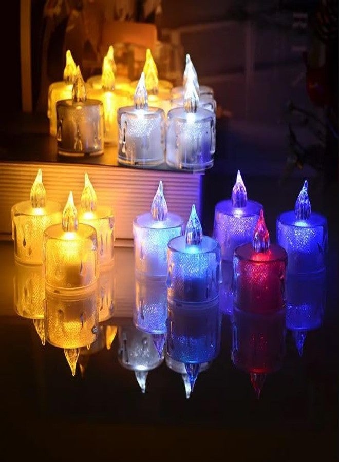 ترو ديكور شموع كريستالية LED من ترو ديكور، 36 قطعة، بتصميم أكريليك بدون لهب أو دخان، لتزيين المنزل || شموع LED صغيرة لعيد الميلاد وديوالي، عبوة من 36 قطعة (متعددة الألوان) - Image 1