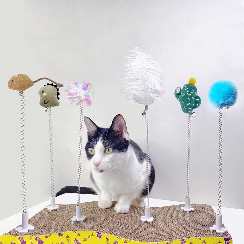 YOOLEETC 6PCS Cat Toys,Cat Wand Toy,Cat Scratcher Toys,Cat Scratcher Plug-ins & Cat Fun Themselves Play Toys,Fun Toy for Cat Kitty Kitten Puppy. (6PCS) - Image 1
