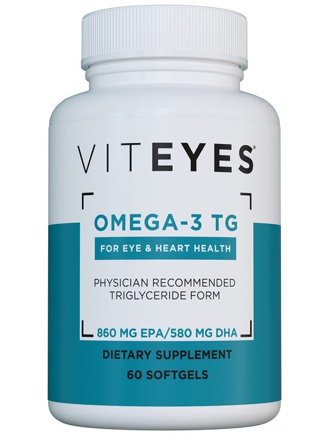 Viteyes Omega-3 TG Eye & Heart Health Supplement, Natural Triglyceride Fish Oil Formula, Clear, 60 Count - Image 1