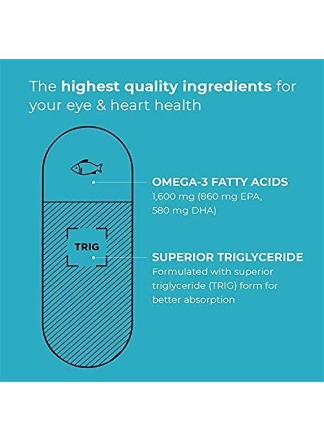 Viteyes Omega-3 TG Eye & Heart Health Supplement, Natural Triglyceride Fish Oil Formula, Clear, 60 Count - Image 3