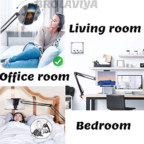 BROLAVIYA Upgraded Flexible Gooseneck Clip Lazy Metal Arm Bracket for Both Mobiles and Tablets Fits Device 4~11 Diagonal inch, Articulating Arm Mount for Home, Office or Desk,Table Mount, Black - Image 4