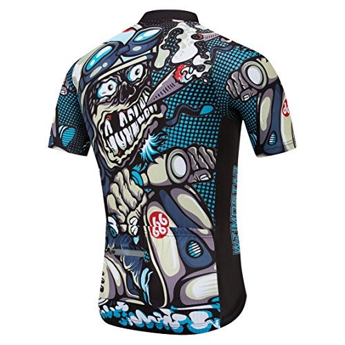 Weimostar Cycling Jersey Mens MTB Jersey Short Sleeve Bike Jersey Zip Mountain Road Clothing Bicycle top Shirts Breathable Outdoor Sports Racing Cycle Jersey for Men Quick Dry Male Skull Size M - Image 2