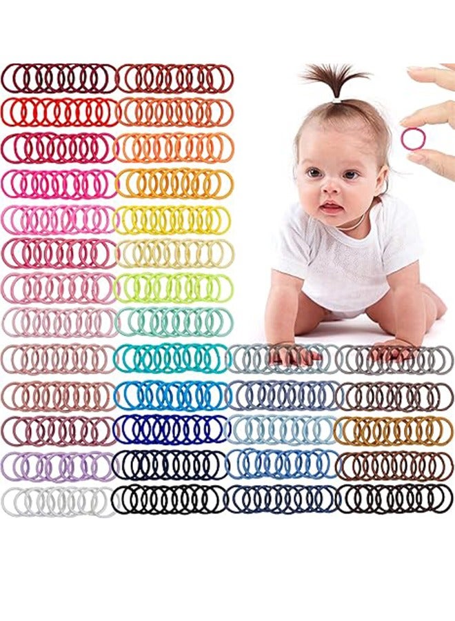 100 Pieces Baby Hair Bands, Assorted Colors Elastic Hair Bands, Diameter 2cm No Crease Finger Rubber Hair Elastic, Small Thin Hair Ponytail Holder Hair Accessories for Baby Girls Toddlers Children - Image 1