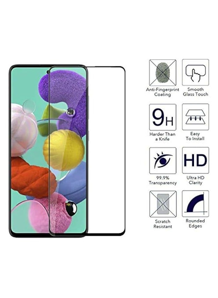 بروماس متوافق مع واقي الشاشة لهاتف Galaxy A51، Galaxy A51 5G (لا يناسب Galaxy A50) [تغطية شاشة كاملة] [زجاج مقسى] حافظة صديقة للكسر، خالية من الفقاعات (أسود) - Image 2