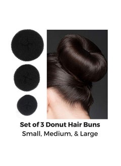 ماهل مجموعة من 4 إكسسوارات شعر من Maahal™ (3 Banana Fuff Bumpit + 1 Donut Ban Maker) للبنات والسيدات (أسود)  - Image 2