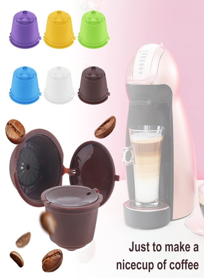 TQEONKL Reusable Coffee Capsule for Nescafe Dolce Gusto Brewers, 6 Pack Refillable Colorful Coffee Capsule Filter with Cleaning Brush and Measuring Spoon - Image 2