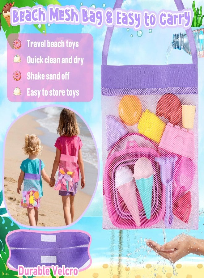 REZUCREY Collapsible Beach Toys for Toddlers, Sand Bucket and Shovels Set, Ice Cream Tea Set Travel Sand Toys for Beach & Mesh Bag, Castle Essentials Toy for Toddlers Kids Boys Girls Age 3-10 - Image 3