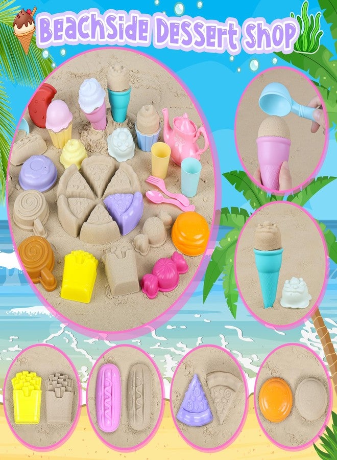 REZUCREY Collapsible Beach Toys for Toddlers, Sand Bucket and Shovels Set, Ice Cream Tea Set Travel Sand Toys for Beach & Mesh Bag, Castle Essentials Toy for Toddlers Kids Boys Girls Age 3-10 - Image 4