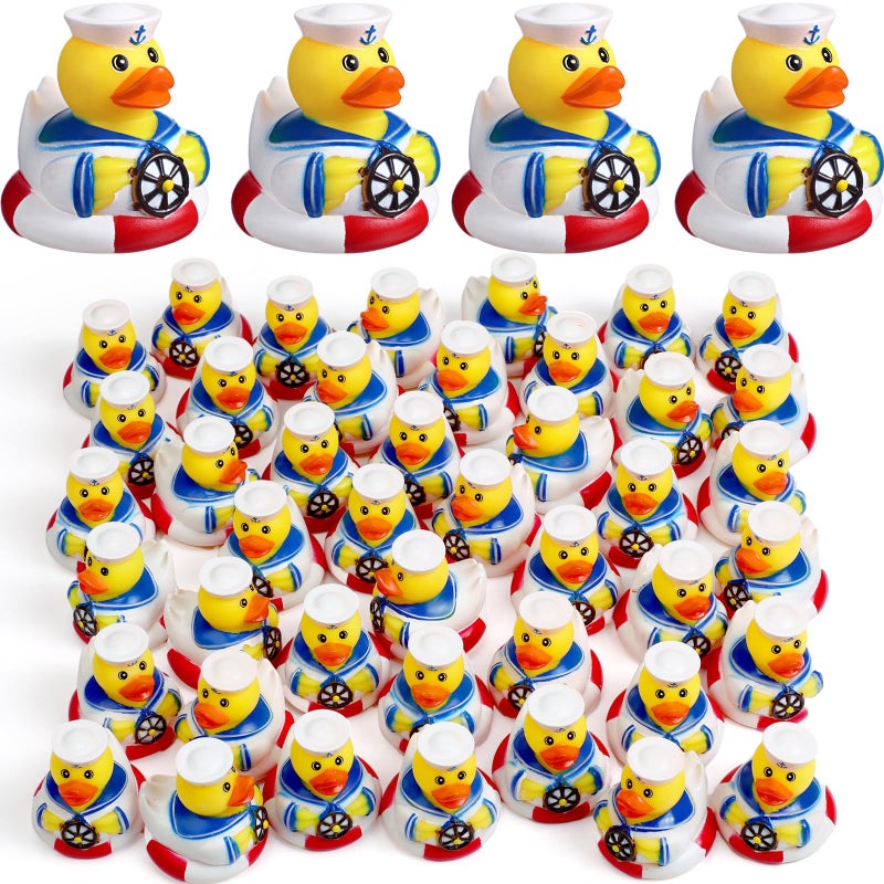 Jerify 48 Packs Cruise Ships Rubber Ducks 2 Inch Nautical Rubber Cruise Ducks Bulk Sailing Ship Toy for Carnival Party Gift Classroom Incentives Bath Tube Pool Toy - Image 1