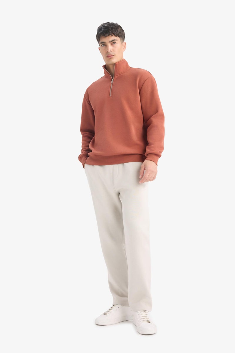 DeFacto Beige Man Regular Fit Thick Sweatshirt Fabric Regular Hem Sweatpants Casual - Image 3