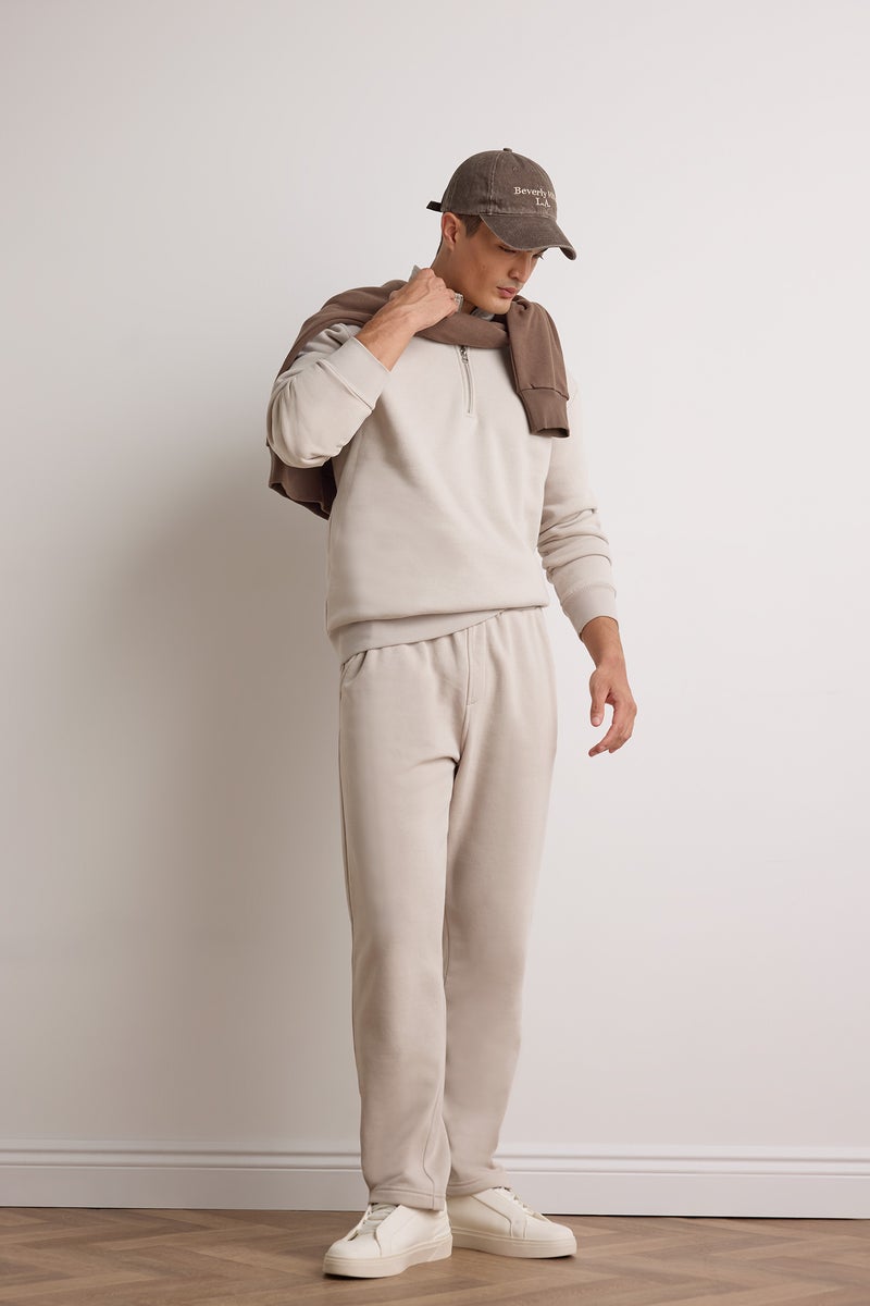DeFacto Beige Man Regular Fit Thick Sweatshirt Fabric Regular Hem Sweatpants Casual - Image 1