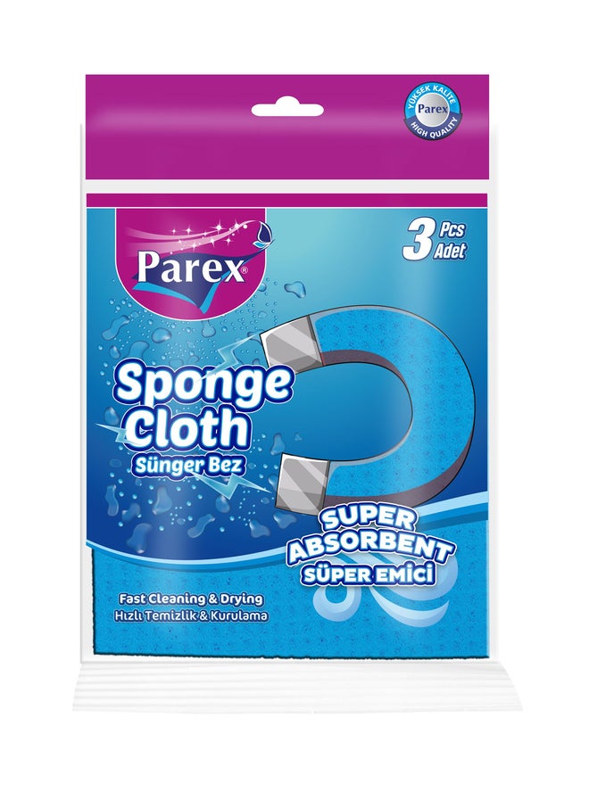 Parex 3-Piece Sponge Cloth Value Pack 20cm x 18cm - Image 3