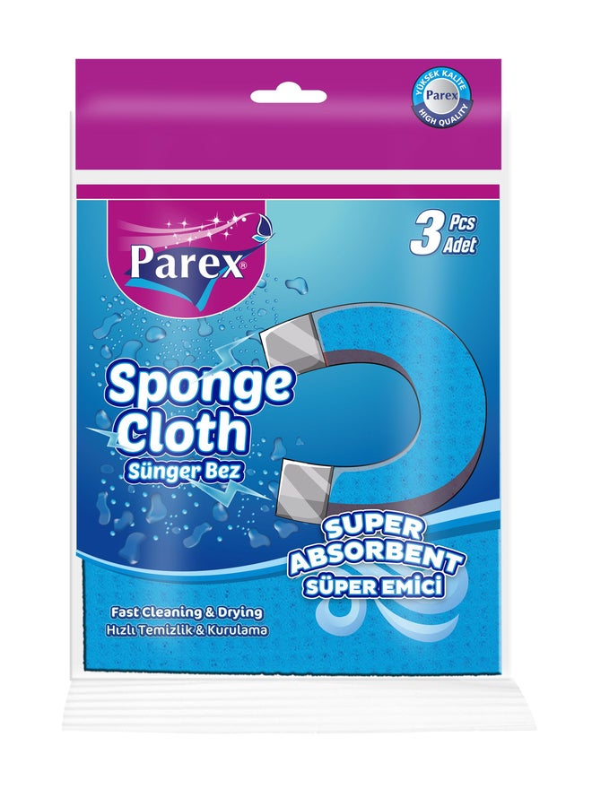 Parex 3-Piece Sponge Cloth Value Pack 20cm x 18cm - Image 1