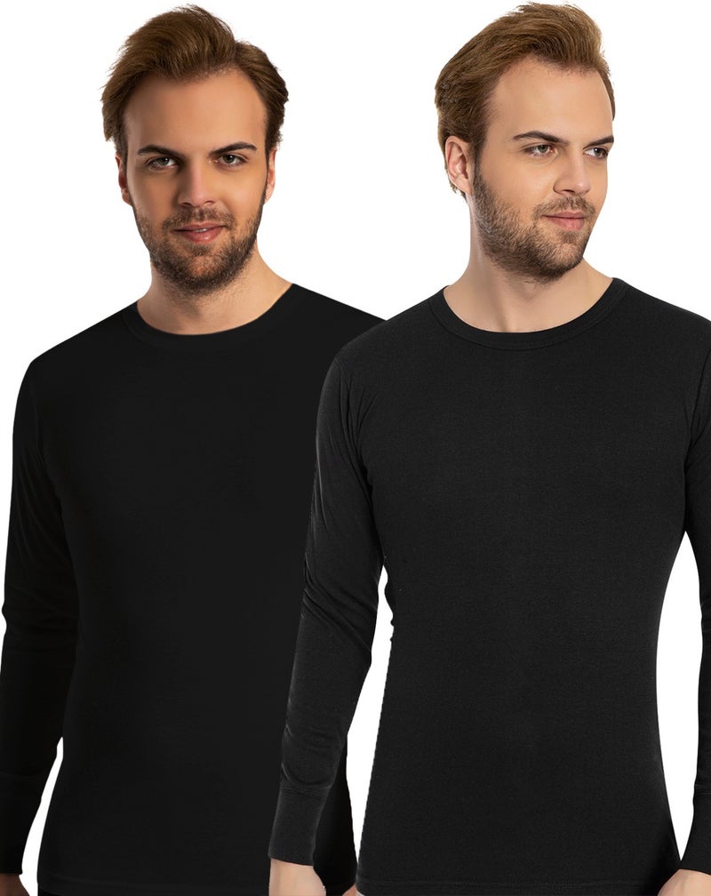 1028 100% Cotton Men's 2-Piece Black Underwear T-Shirt