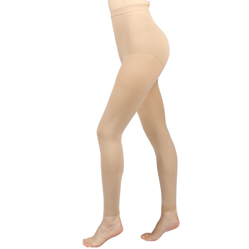 جوارب طويلة ضاغطة للنساء 20-30 مم زئبقي، جوارب ضغط طبية بدون قدم، خصر عالي غير شفاف، خرطوم ضغط داعم للوذمة، الدوالي، التورم - Image 1