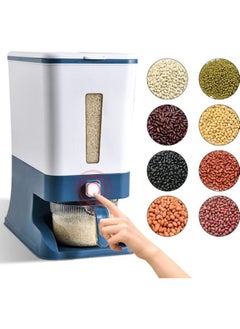 Rice Dispenser 25 Pounds Sealed Grain Container Storage with Measuring Cylinder Multi Purpose Plastic Rice Bin Storage for Cereal Corns and Nuts Moisture Proof