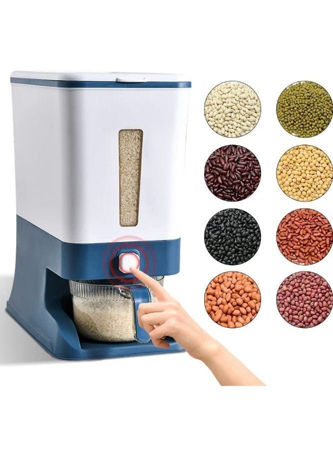 BELLSBERRY - Rice Dispenser 25 Pounds Sealed Grain Container Storage with Measuring Cylinder Multi Purpose Plastic Rice Bin Storage for Cereal Corns and Nuts Moisture Proof - Image 1