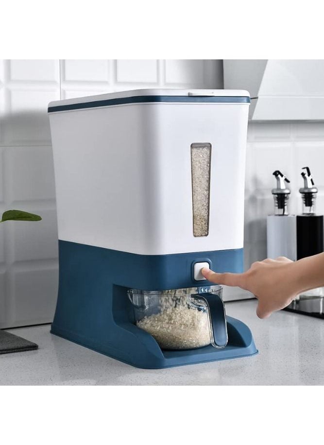 BELLSBERRY - Rice Dispenser 25 Pounds Sealed Grain Container Storage with Measuring Cylinder Multi Purpose Plastic Rice Bin Storage for Cereal Corns and Nuts Moisture Proof - Image 1