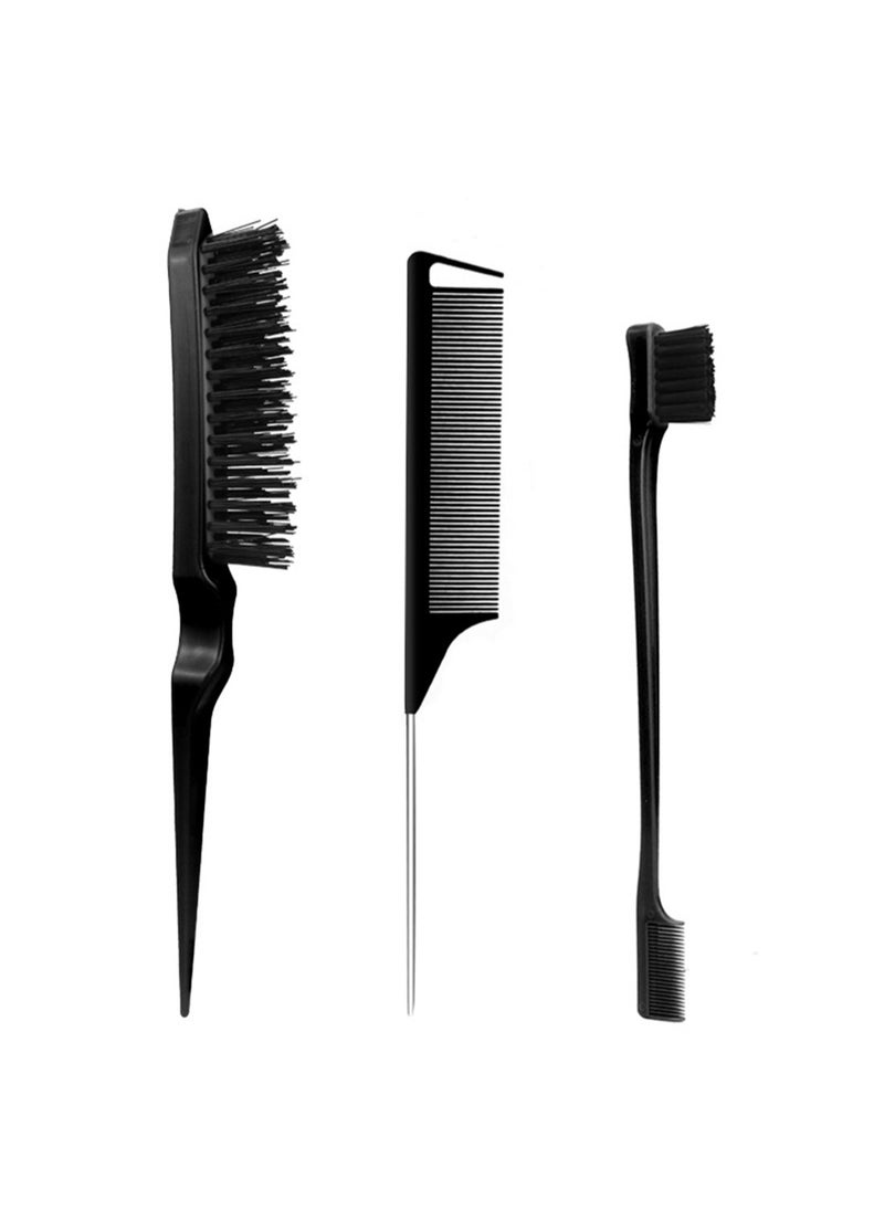 Generic 3Pcs Hair Styling Comb Set, Slick Back Hairbrush, Rat Tail Comb & Teasing Comb for Hair Styling  - Image 1