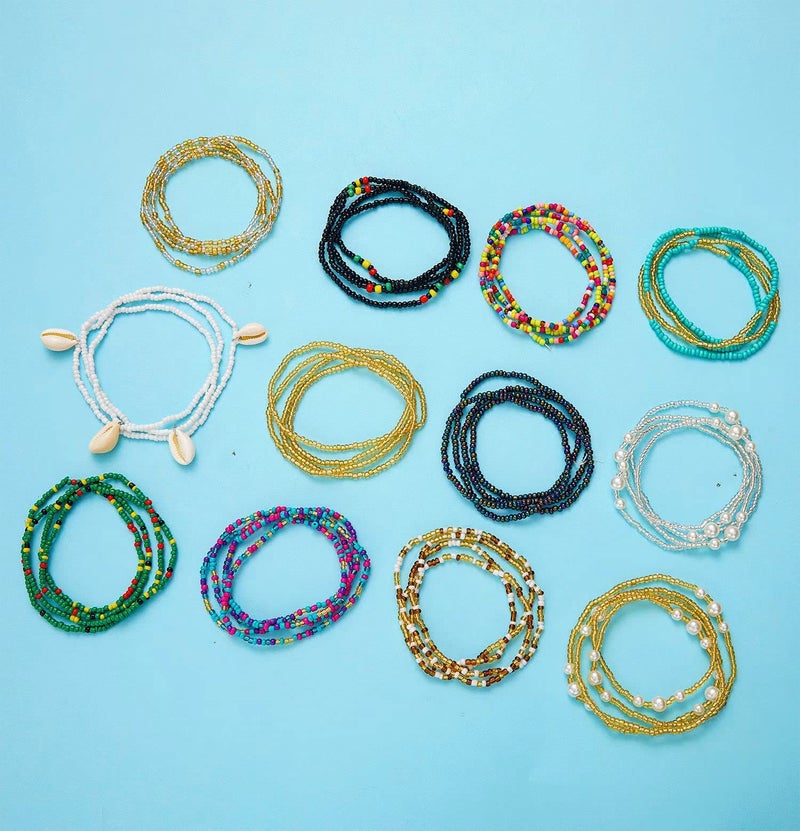ACAUTO 12PCS 24-70 Inches Plus Size Waist Beads Chains for Women Handmade African Belly Beads Layered Body Chain Beach Bikini Jewelry - Image 3