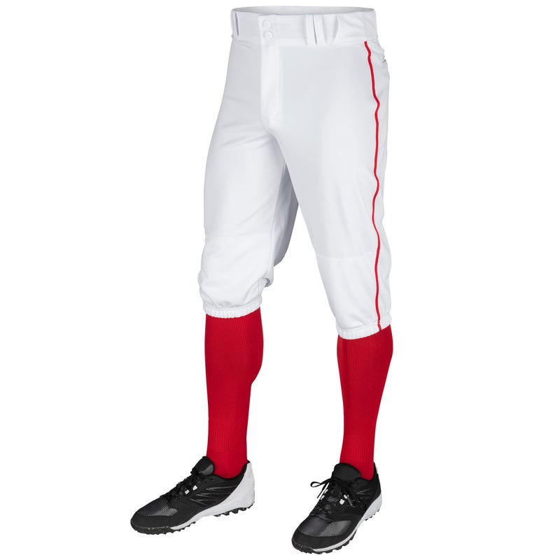 Champro Triple Crown Knicker Style Youth Baseball Pants with Side PipingBraid WhiteScarlet Pipe XLarge