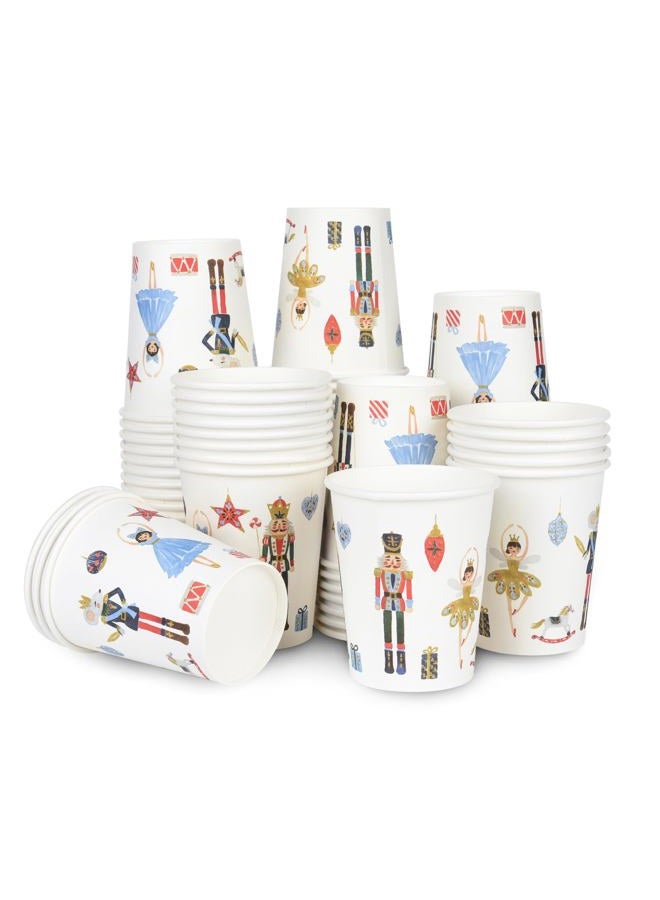 Elyxio 100Pcs Nutcracker Paper Cups Christmas 9oz Disposable Party Cups Watercolor Holiday Soldier Fairy Drinking Cups for Hot Cold Beverage Coffee Tea Xmas Winter Birthday Party Supplies - Image 1