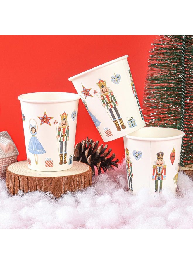 Elyxio 100Pcs Nutcracker Paper Cups Christmas 9oz Disposable Party Cups Watercolor Holiday Soldier Fairy Drinking Cups for Hot Cold Beverage Coffee Tea Xmas Winter Birthday Party Supplies - Image 3