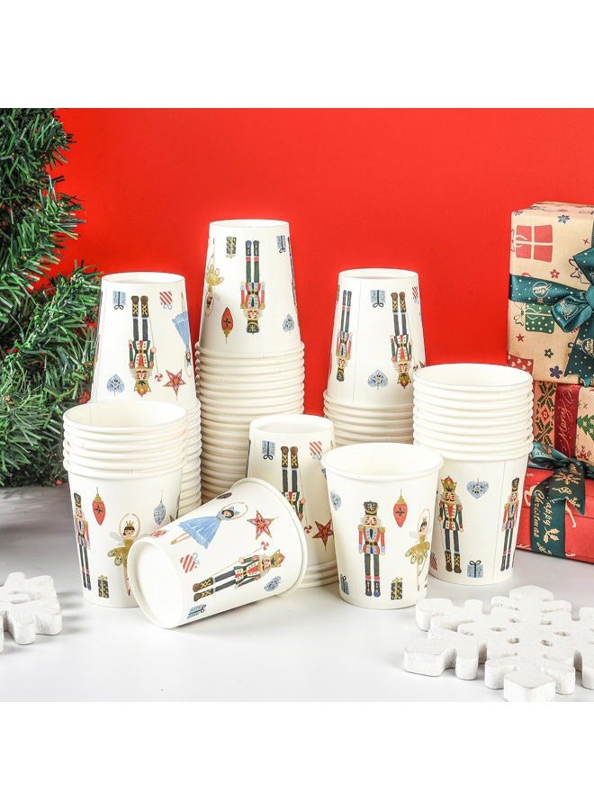 Elyxio 100Pcs Nutcracker Paper Cups Christmas 9oz Disposable Party Cups Watercolor Holiday Soldier Fairy Drinking Cups for Hot Cold Beverage Coffee Tea Xmas Winter Birthday Party Supplies - Image 5