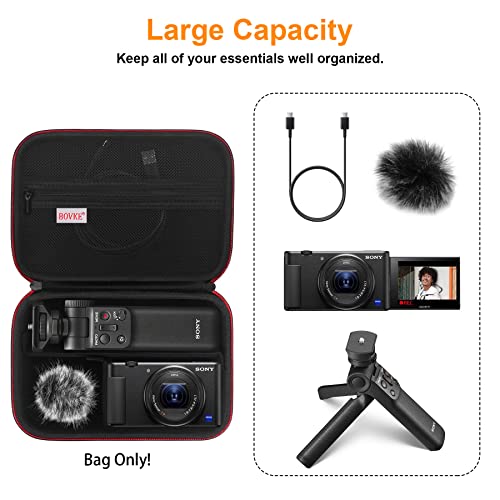 BOVKE Carrying Case for Sony ZV-1 / ZV-1F / ZV-1 II Vlog Digital Camera & Bluetooth Grip Vlogger Accessory Kit for Vlogging YouTube Live Video Streaming, Mesh Pocket for USB Cables Charger, Black - Image 2