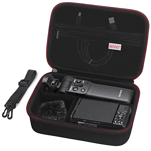BOVKE Carrying Case for Sony ZV-1 / ZV-1F / ZV-1 II Vlog Digital Camera & Bluetooth Grip Vlogger Accessory Kit for Vlogging YouTube Live Video Streaming, Mesh Pocket for USB Cables Charger, Black - Image 1
