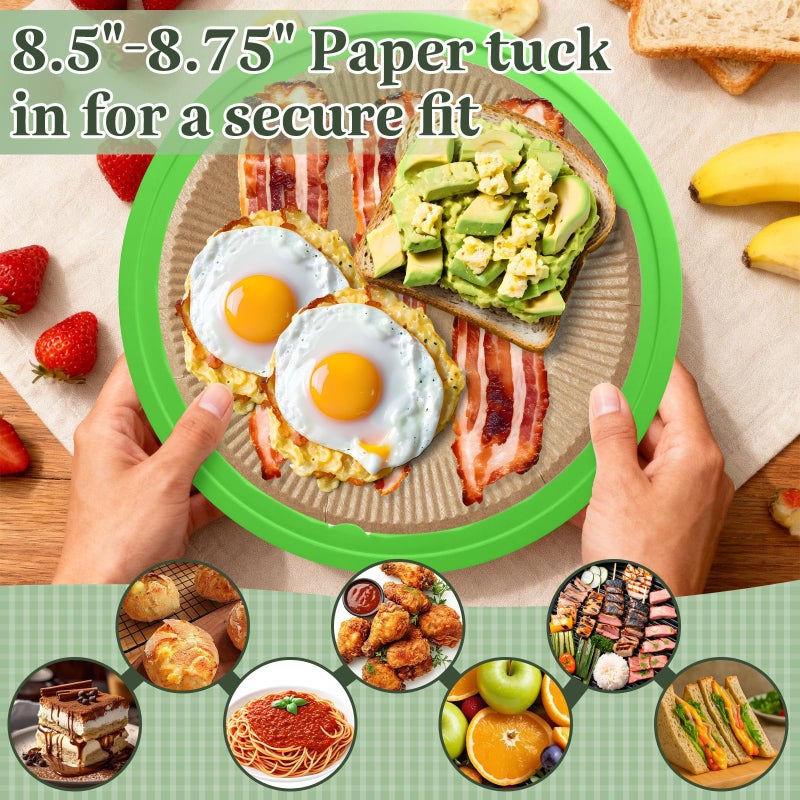 Wyomer 8 Pack Of 10'' Colorful Plastic Hollow Plate Holders - Imitation Rattan Weaving Design  Reusable And Ideal For Paper Plates  4 Colors - Image 4