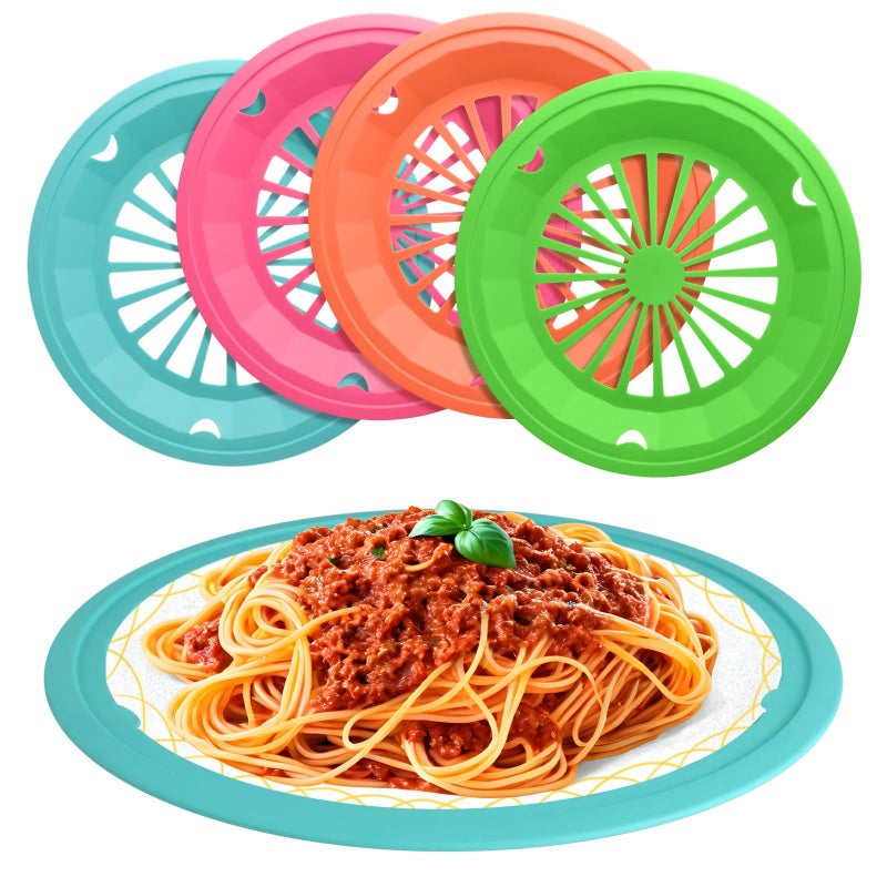 Wyomer 8 Pack Of 10'' Colorful Plastic Hollow Plate Holders - Imitation Rattan Weaving Design  Reusable And Ideal For Paper Plates  4 Colors - Image 1