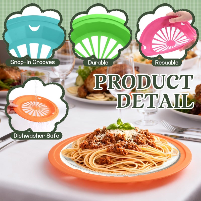 Wyomer 8 Pack Of 10'' Colorful Plastic Hollow Plate Holders - Imitation Rattan Weaving Design  Reusable And Ideal For Paper Plates  4 Colors - Image 3