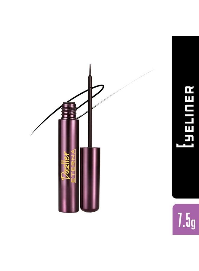 DAZLLER Eterna Eyeliner 7.5G Black Waterproof Smudgeproof Velvet Matte Finish Precise Application Lightweight Ultrarich Pigments Up To 8Hrs Stay Enriched With Aloe Vera & Papaya Extracts - Image 3
