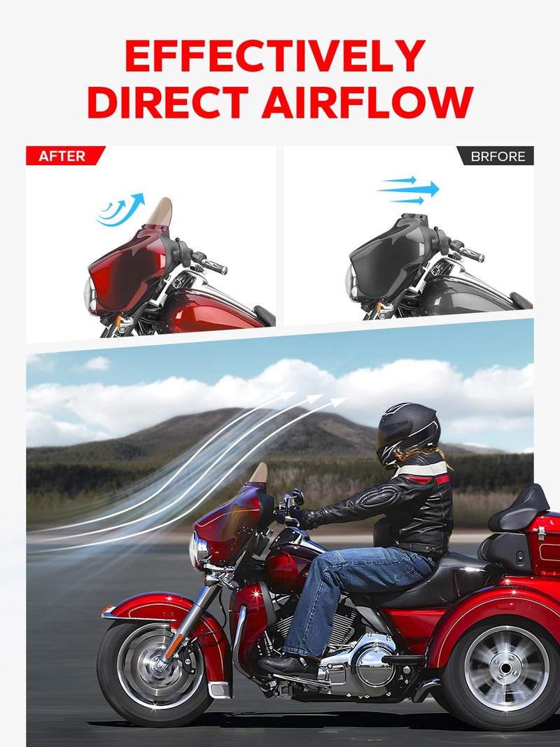 Amazicha 8" Smoke Batwing Windshield Round Windscreen Compatible for 1996-2013 Harley Davidson Touring Street Glide Electra Glide - Image 5