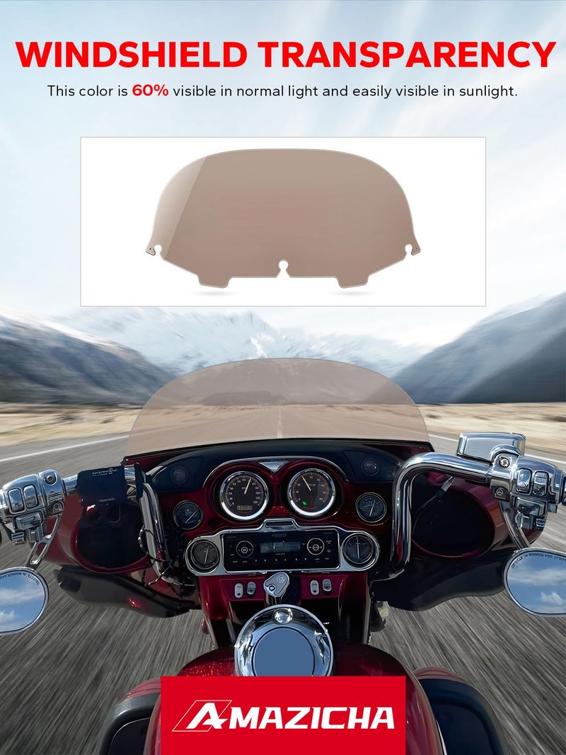 Amazicha 8" Smoke Batwing Windshield Round Windscreen Compatible for 1996-2013 Harley Davidson Touring Street Glide Electra Glide - Image 3