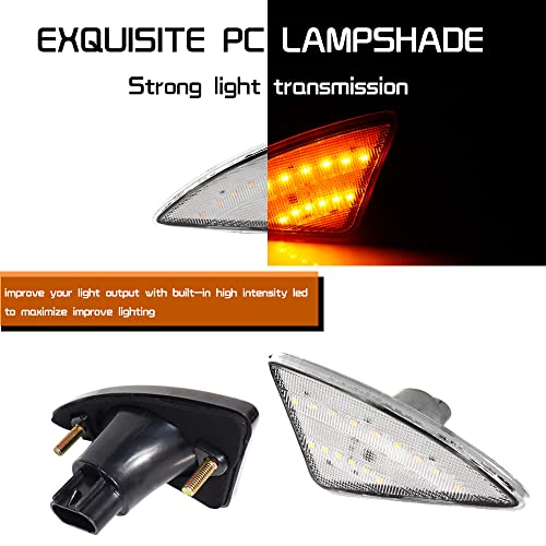 Tonsya Compatible With 2008-2021 Kenworth T660 T170 T370 T270 Truck Fender Side Marker Turn Signal Lights Replacement Assembly Amber Led Clear Lens - Image 2