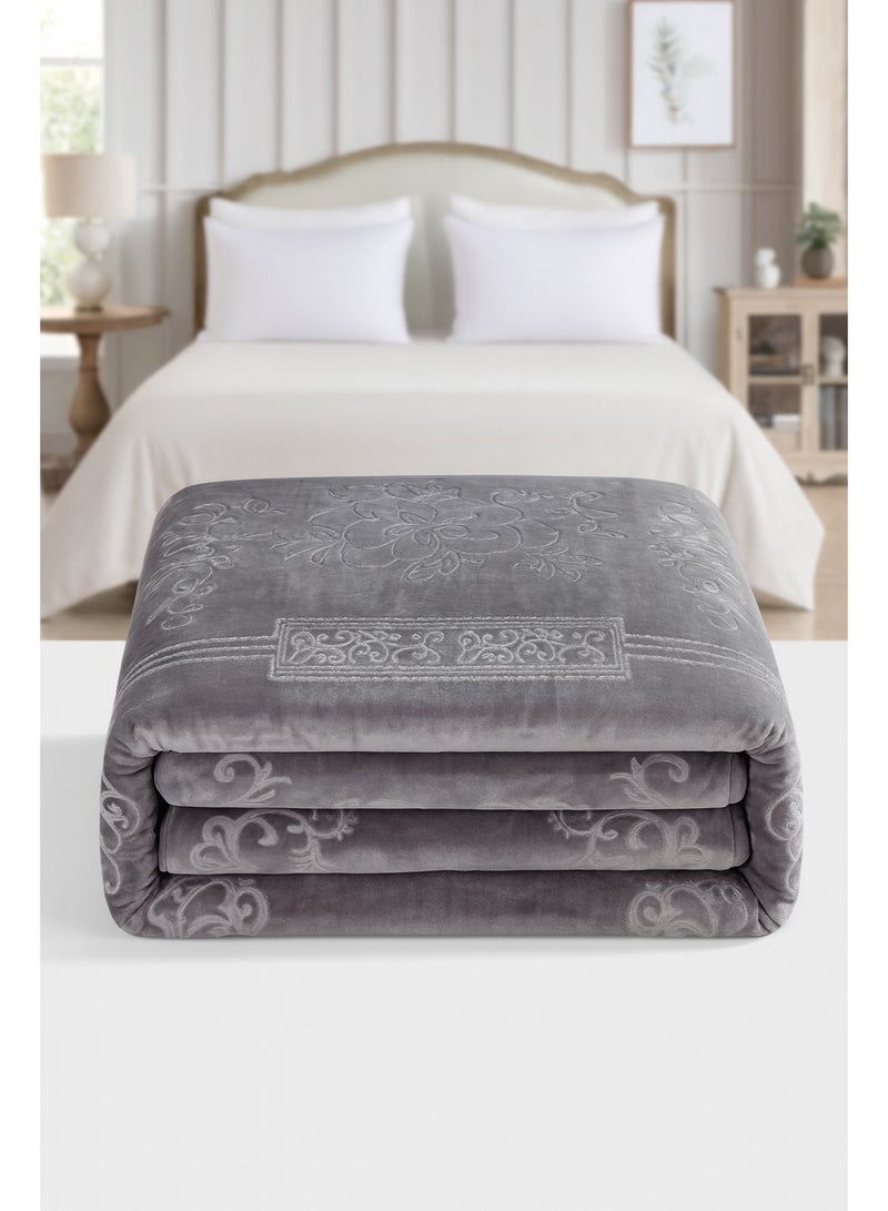 Blues Luxury Two-Layer Winter Blanket with Embossed Pattern – 5 kg Heavy and Thick Bed Warming Blanket for Winter – Double Size – Soft, High-Quality Reversible Sleeping Blanket – Elegant and Cozy Design Perfect for Bedrooms and Living Rooms - Image 3